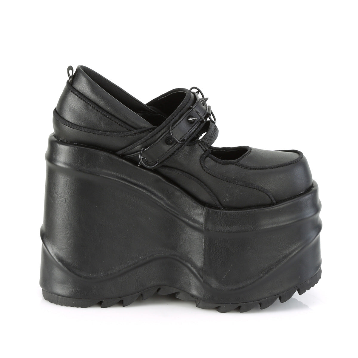 DemoniaCult Pompes pour femmes WAVE-48 Cuir végétalien BLK