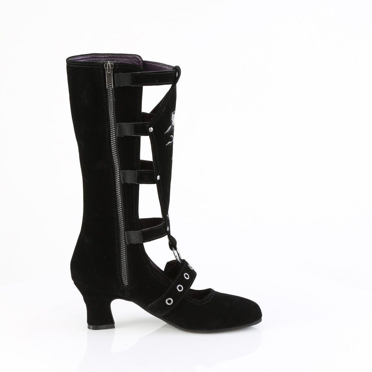 DemoniaCult Women's Mid-Calf & Knee High Boots WHIMSY-118 Blk Vegan Suede