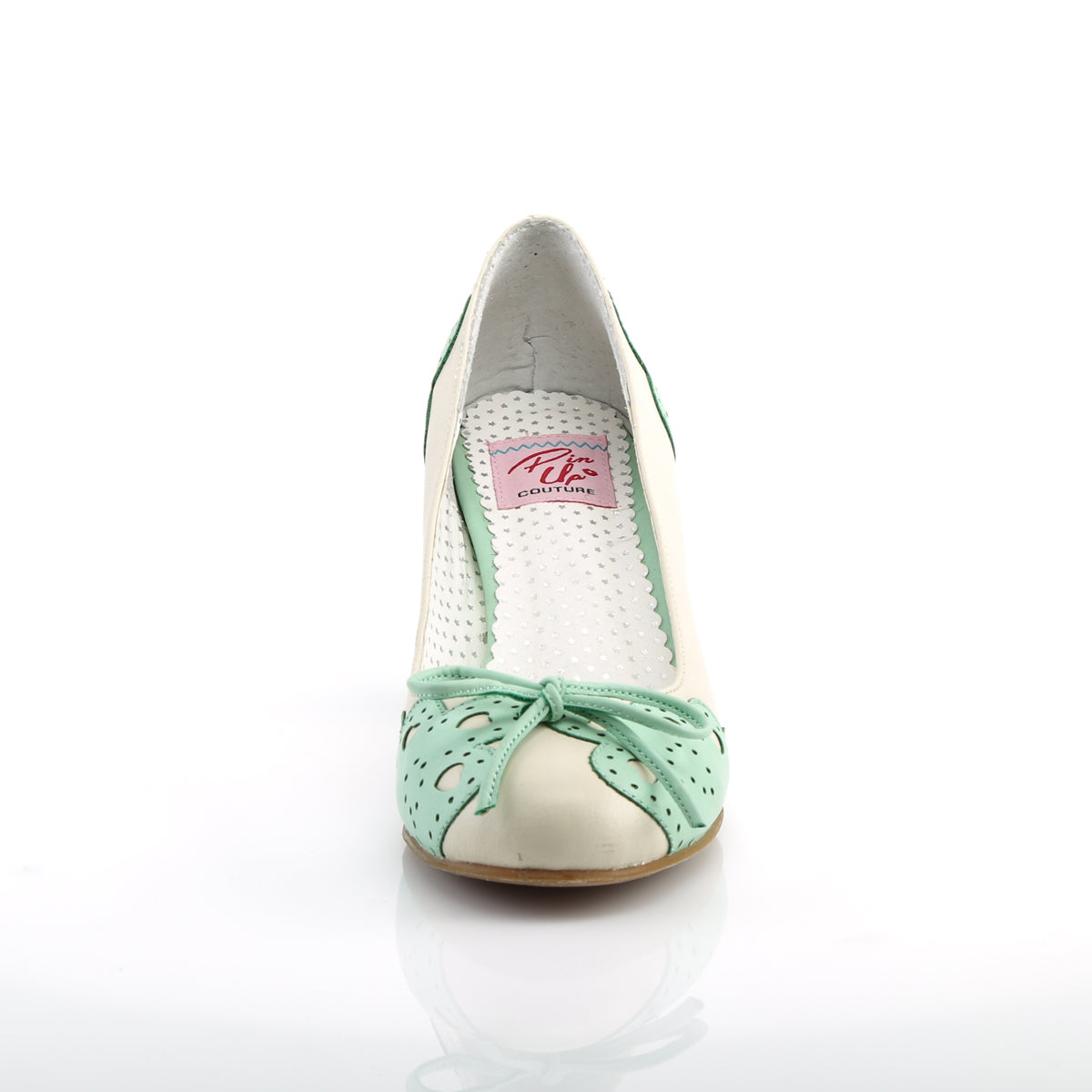 Pin Up Couture Pompes de Womens WIGGLE-17 Cream-Mint Faux Leather