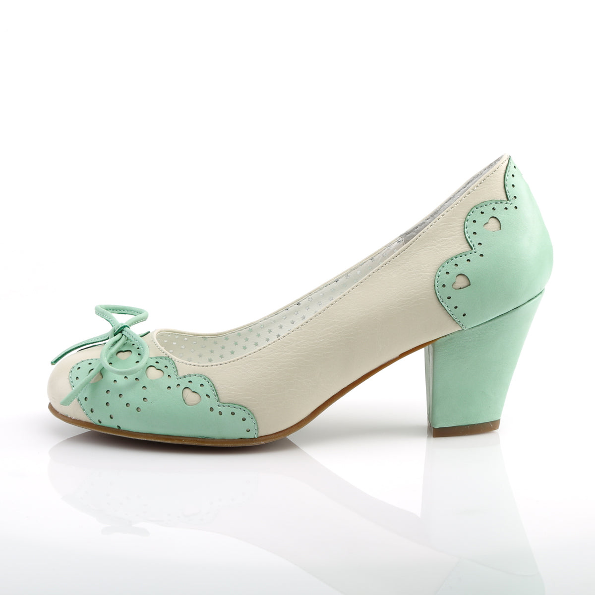 Pin Up Couture Pompes de Womens WIGGLE-17 Cream-Mint Faux Leather