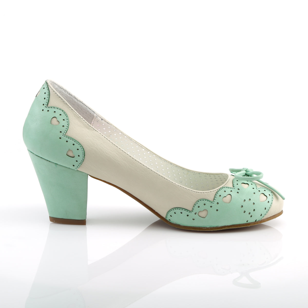 Pin Up Couture Pompes de Womens WIGGLE-17 Cream-Mint Faux Leather