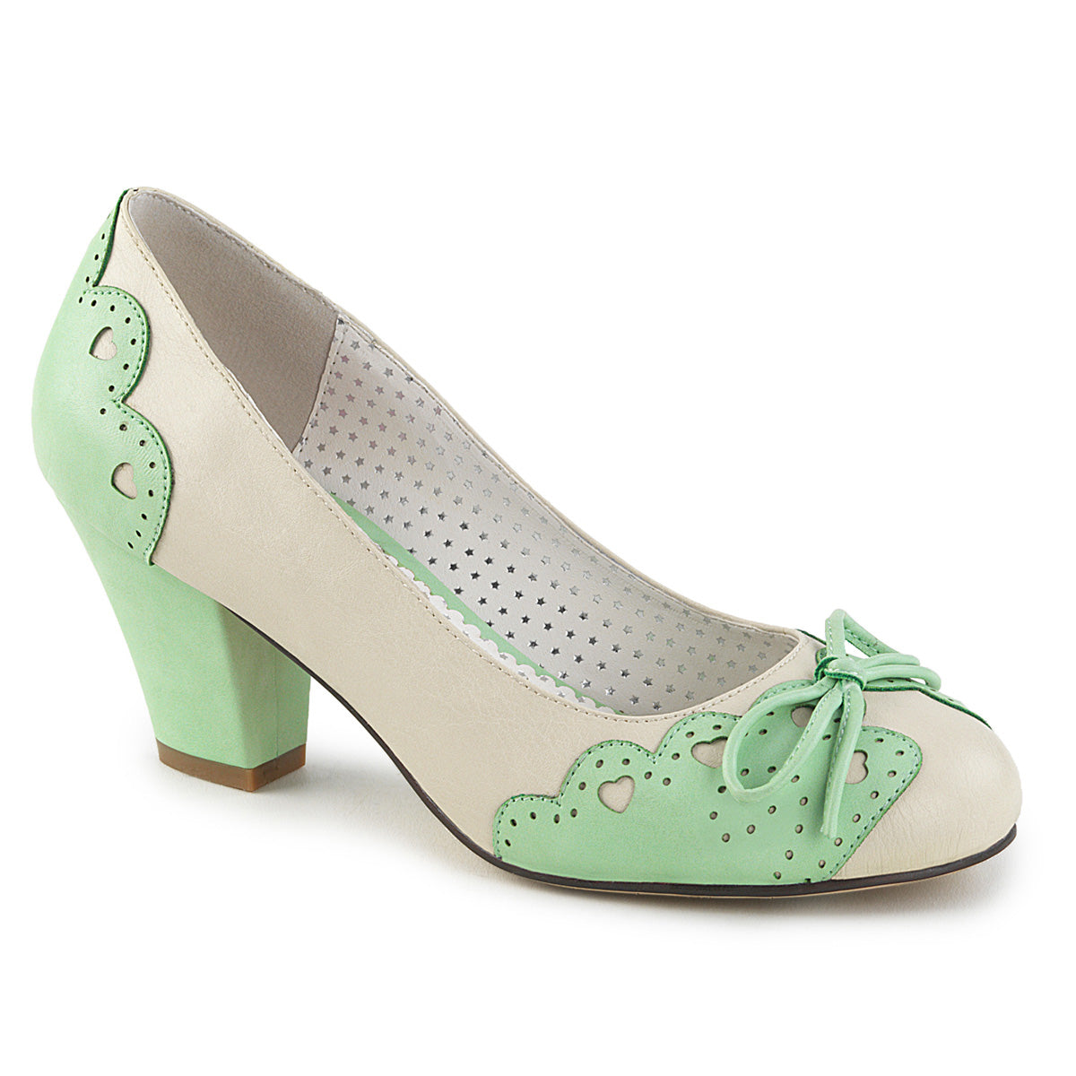 Pin Up Couture Pompes de Womens WIGGLE-17 Cream-Mint Faux Leather