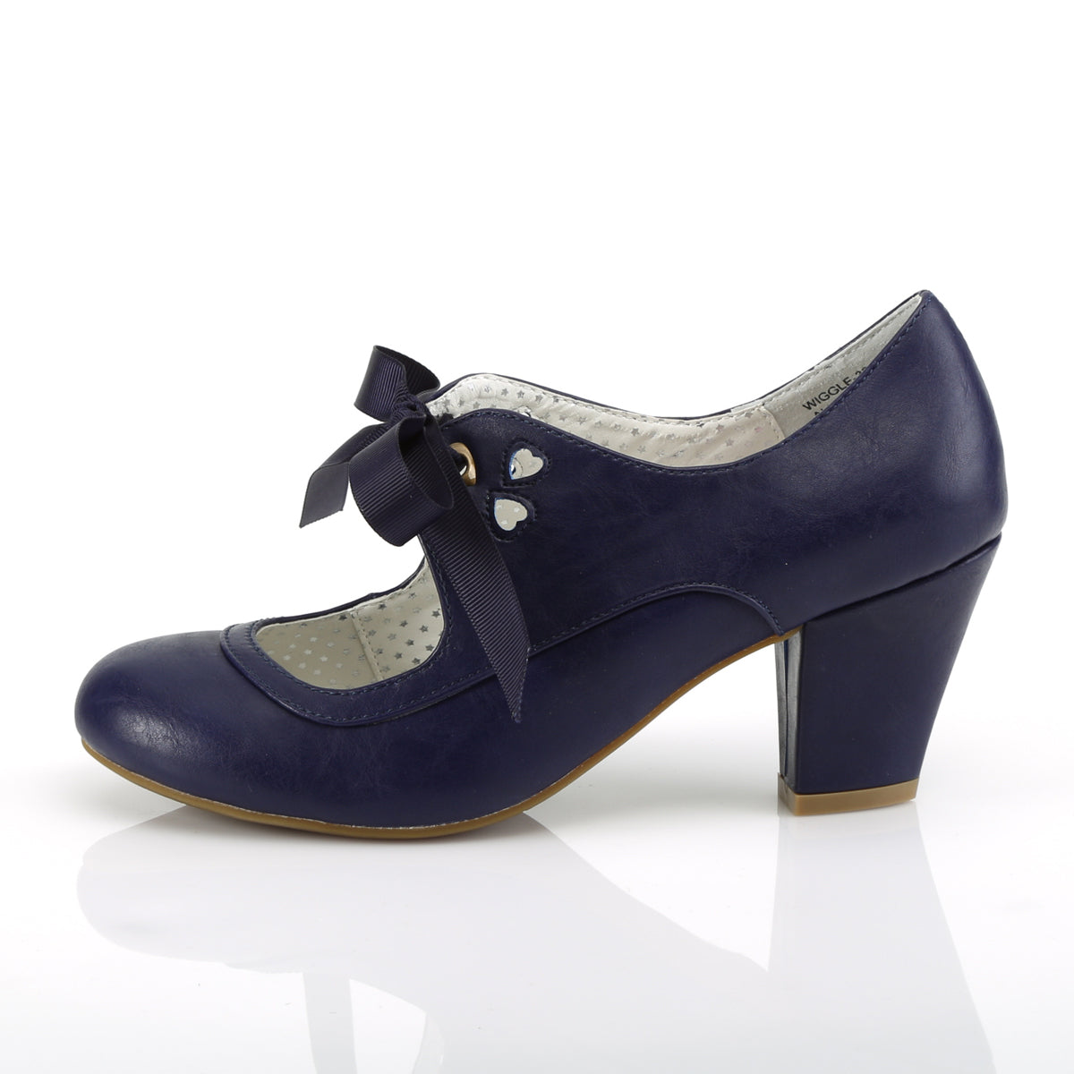 Pin Up Couture Pompes pour femmes WIGGLE-32 Cuir bleu bleu marine