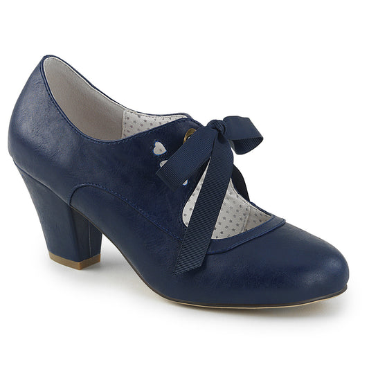 Pin Up Couture Pompes pour femmes WIGGLE-32 Cuir bleu bleu marine