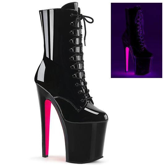 Pleaser Bottines pour femmes XTREME-1020tt blk pat / blk-néon H. rose
