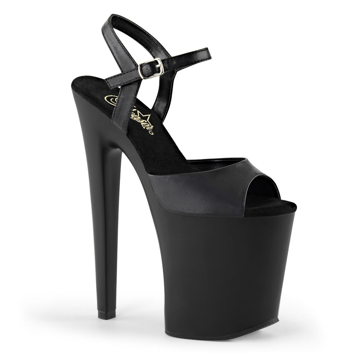Pleaser Sandales pour femmes XTREME-809 Blk Faux Cuir / Blk Matte