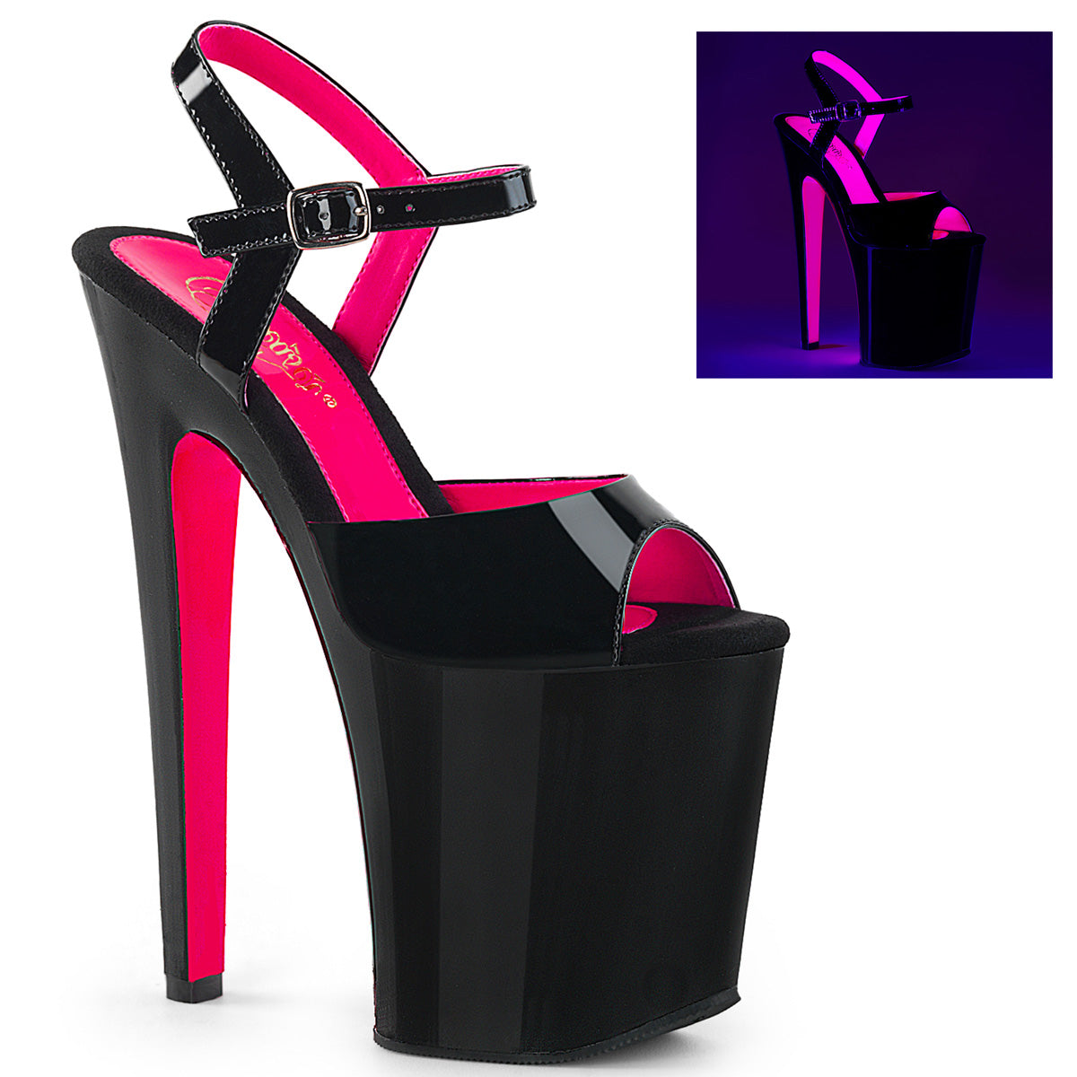 Pleaser Sandales pour femmes XTREME-809tt blk pat-néon H. rose / blk