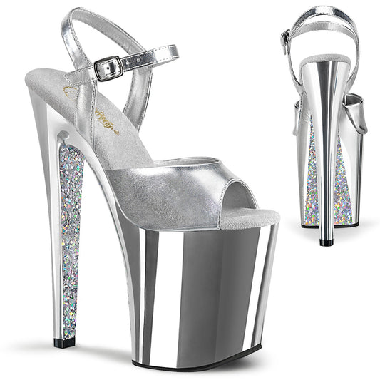 Pleaser Sandales pour femmes XTREME-809ttg SLV Métallique PU / SLV Chrome-Glome