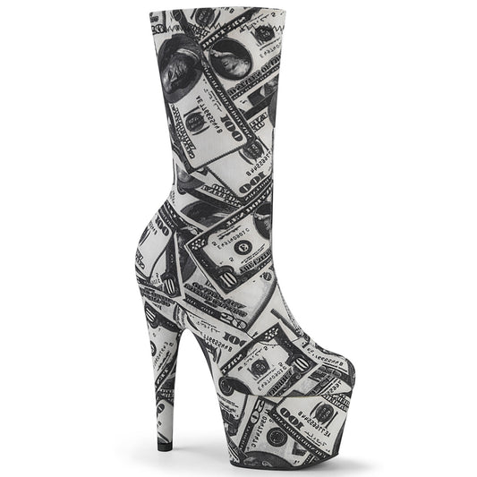 Pleaser Womens Ankle Boots ADORE-1002DP Wht-Blk Str. Fabric /Wht-Blk Fabric