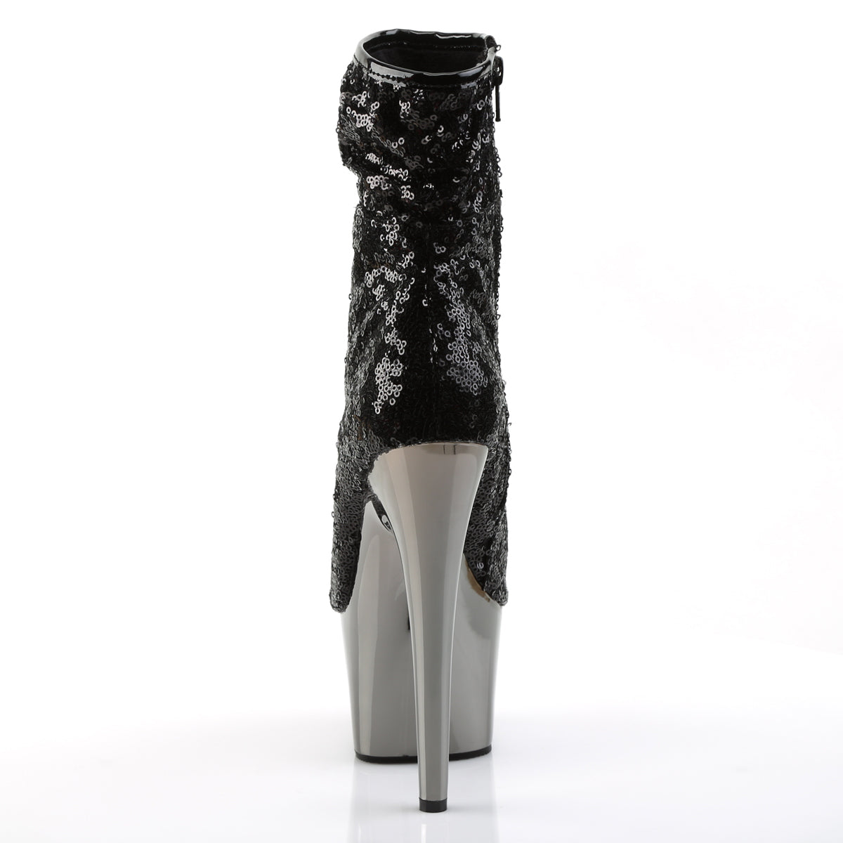 Pleaser Bottines pour femmes ADORE-1008SQ Blk paillettes / chrome de l'étain noir