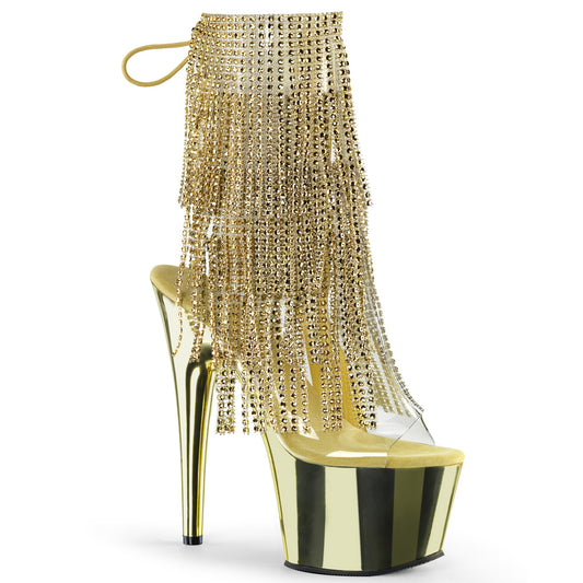 Pleaser Womens Ankle Boots ADORE-1017RSF Clr-Gold/Gold Chrome
