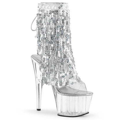 Pleaser Womens Ankle Boots ADORE-1017SQF Clr-Slv Holo/Clr