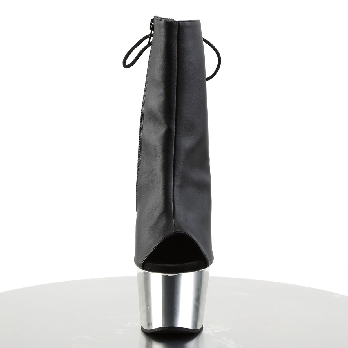 Pleaser Bottines pour femmes ADORE-1018 Blk Faux Cuir / SLV Chrome