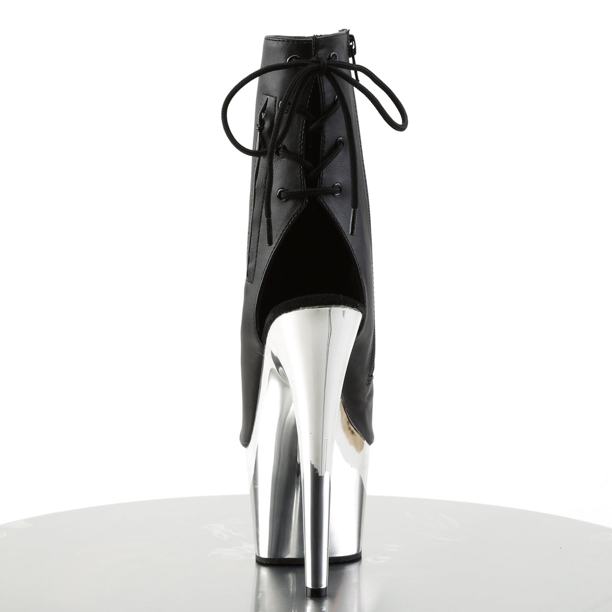 Pleaser Bottines pour femmes ADORE-1018 Blk Faux Cuir / SLV Chrome