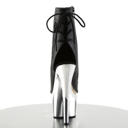 Pleaser Bottines pour femmes ADORE-1018 Blk Faux Cuir / SLV Chrome
