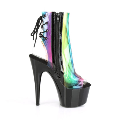 Pleaser Womens Ankle Boots ADORE-1018C-RB Rainbow PVC/Blk