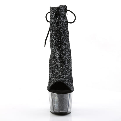 Pleaser Womens Ankle Boots ADORE-1018G Blk Glitter/Blk Glitter