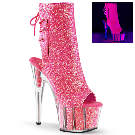 Pleaser Bottines pour femmes ADORE-1018G Néon Rose Glitter / Néon Rose Glitter
