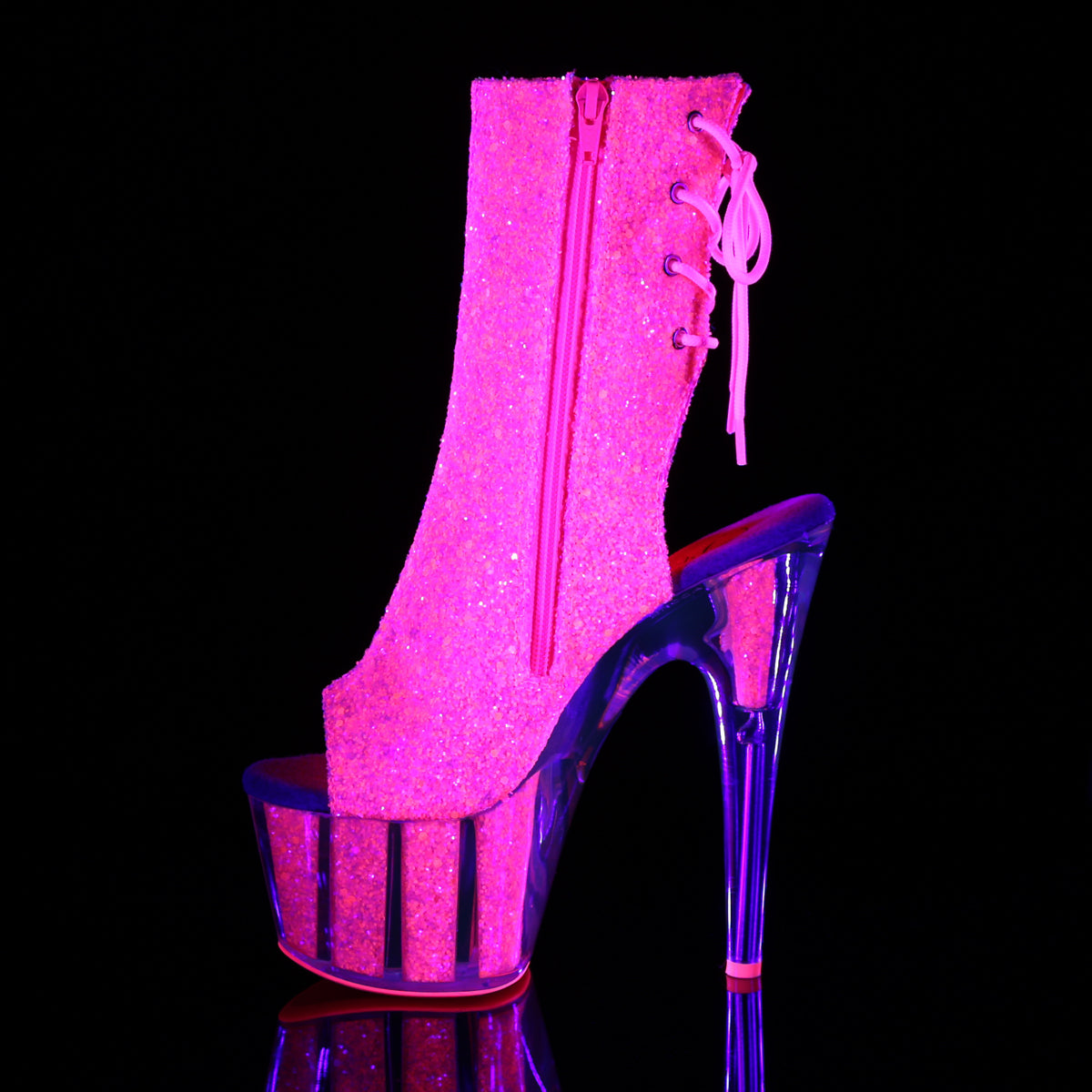 Pleaser Bottines pour femmes ADORE-1018G Néon Rose Glitter / Néon Rose Glitter