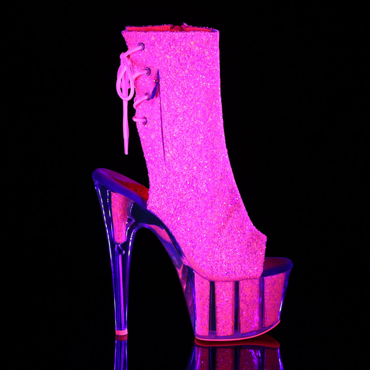Pleaser Bottines pour femmes ADORE-1018G Néon Rose Glitter / Néon Rose Glitter
