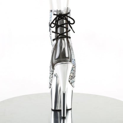 Pleaser Bottines pour femmes ADORE-1018HG SLV Hologramme Ostrich PU / SLV Chrome