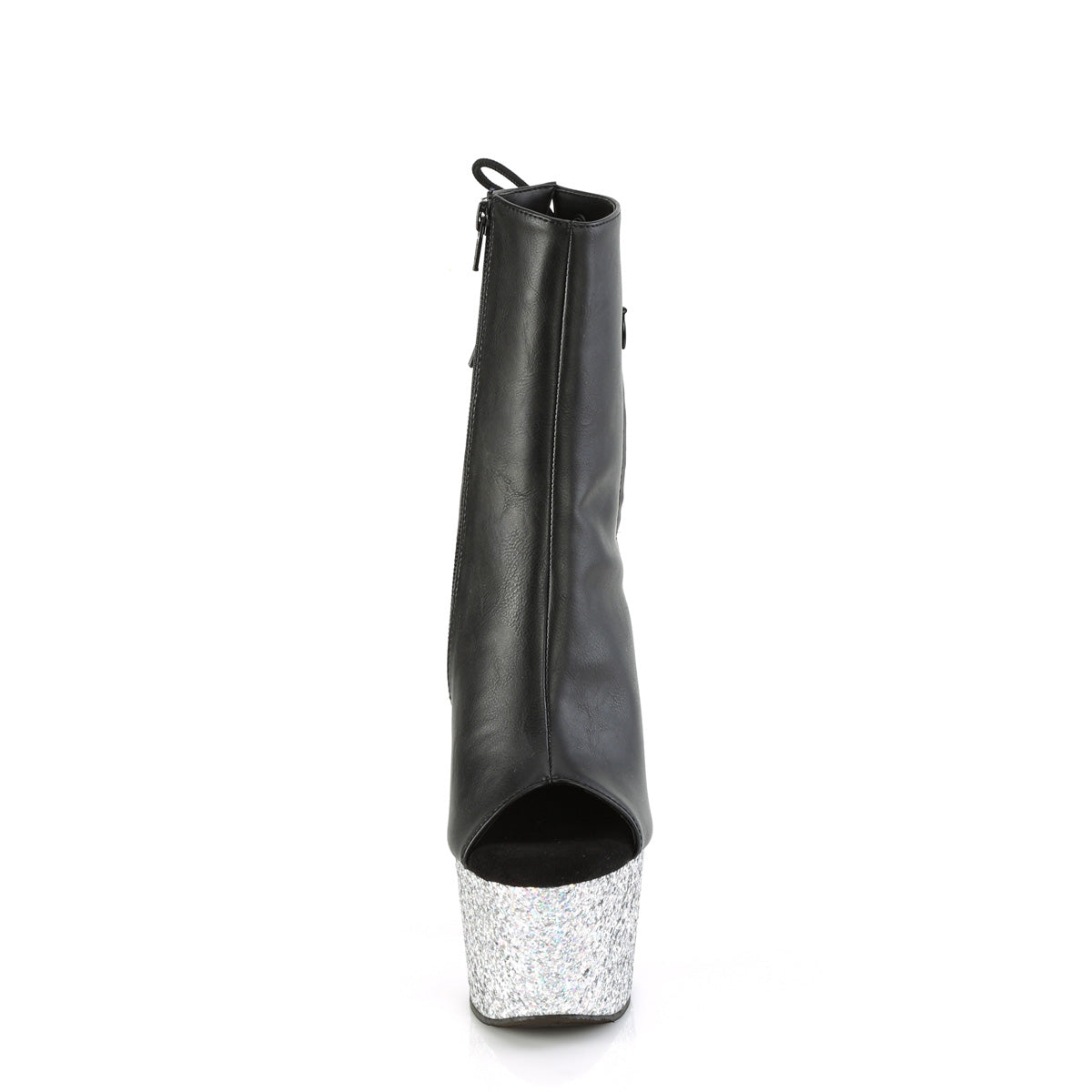 Pleaser   ADORE-1018lg Blk faux cuir / slv multi-paillettes