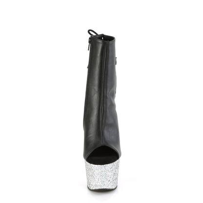 Pleaser   ADORE-1018lg Blk faux cuir / slv multi-paillettes