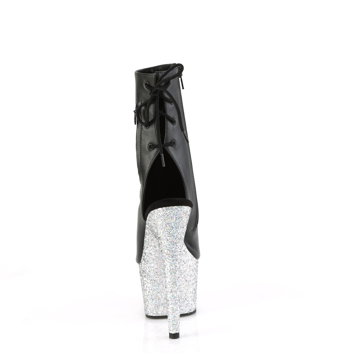 Pleaser   ADORE-1018lg Blk faux cuir / slv multi-paillettes