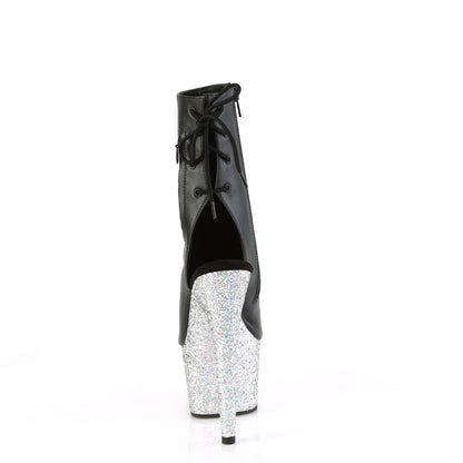 Pleaser   ADORE-1018lg Blk faux cuir / slv multi-paillettes