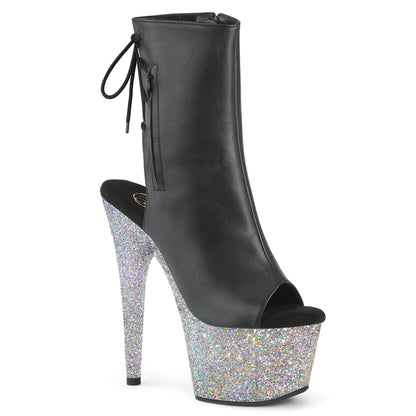 Pleaser   ADORE-1018lg Blk faux cuir / slv multi-paillettes