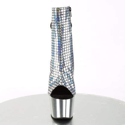 Pleaser Bottines pour femmes ADORE-1018MSC SLV Hologramme / SLV Chrome