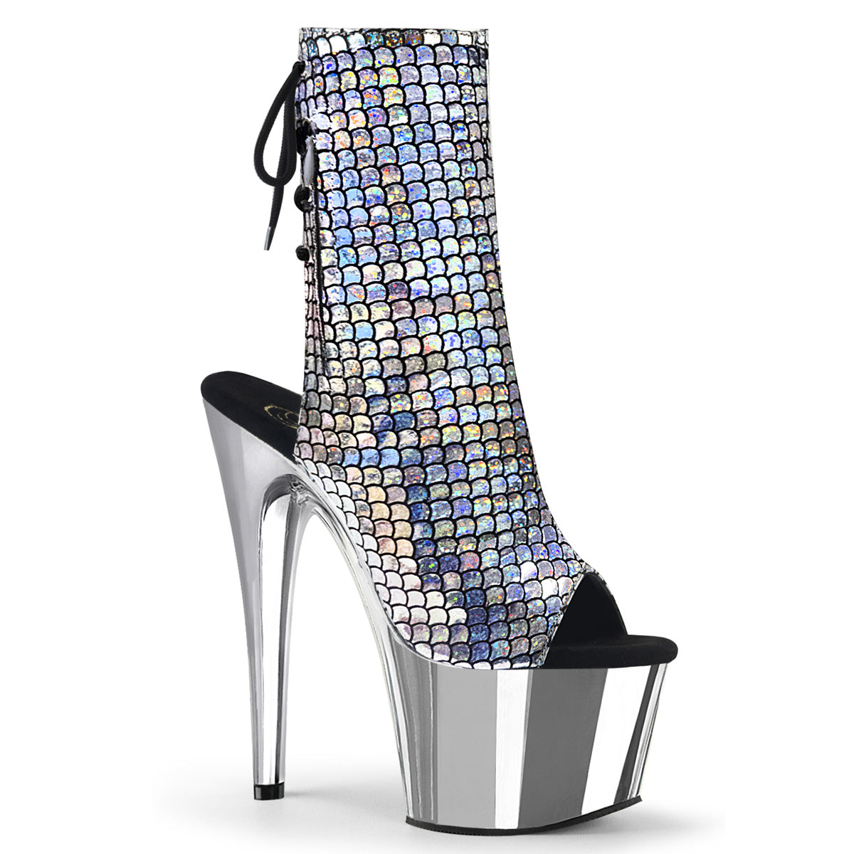 Pleaser Bottines pour femmes ADORE-1018MSC SLV Hologramme / SLV Chrome