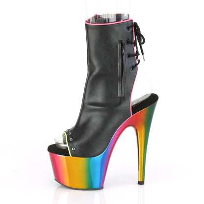 Pleaser Bottines pour femmes ADORE-1018RC-02 Cuir Faux BLK /Rainbow Chrome