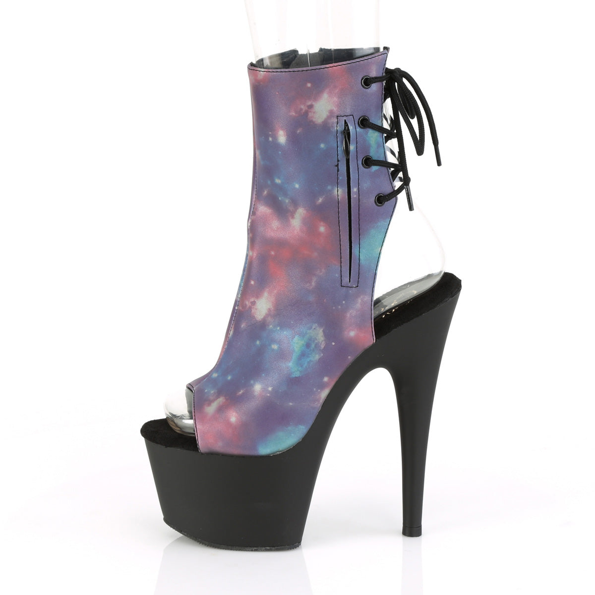 Pleaser Womens Ankle Boots ADORE-1018REFL Purple-Blue Reflective/Blk Matte