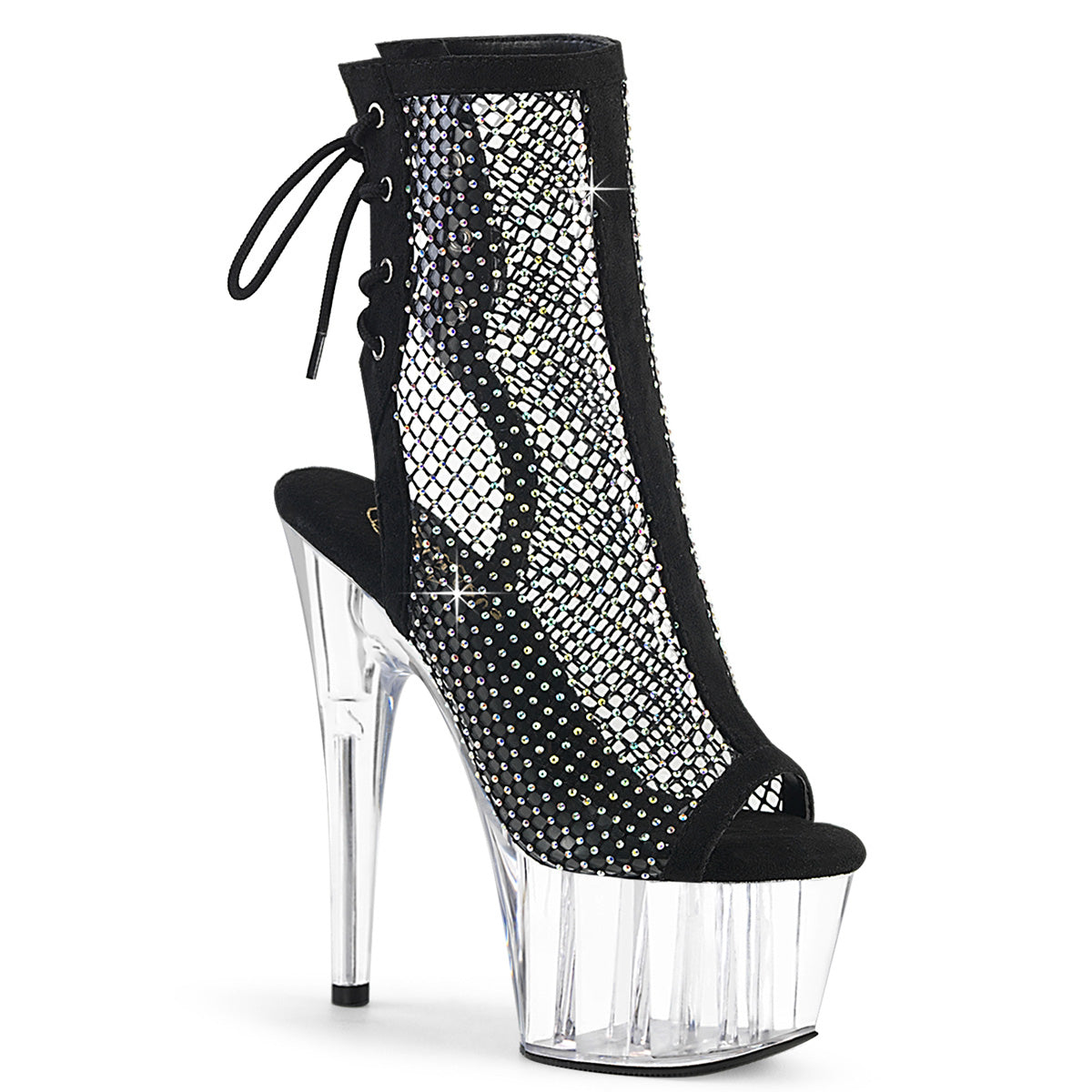 Pleaser  Bottines ADORE-1018RM BLK FAUX SUEDED-RS MESH / CLR