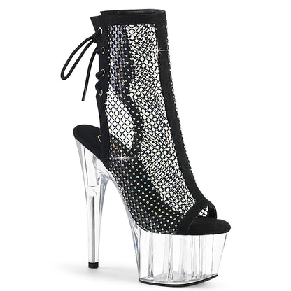 Pleaser  Bottines ADORE-1018RM BLK FAUX SUEDED-RS MESH / CLR
