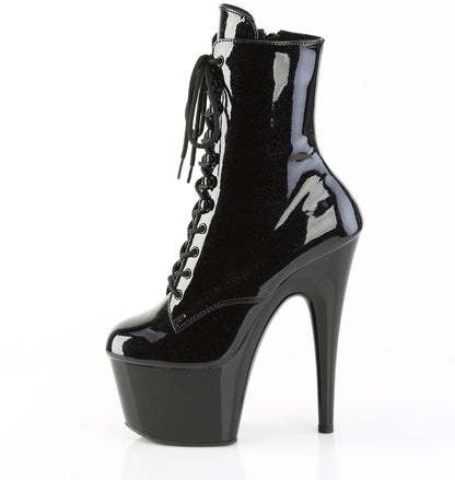 Pleaser Women's Platform Shoes ADORE-1020BLG Blk Pat-Blue Glitter/Blk