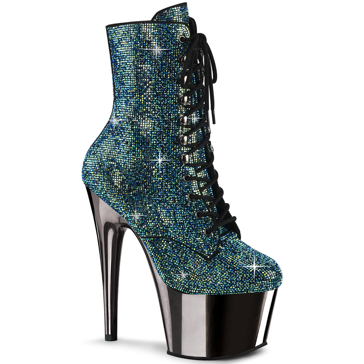 Pleaser  Ankle Boots ADORE-1020CHRS Turquoise Multi RS/Pewter Chrome