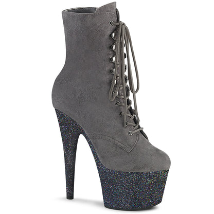 Pleaser Bottines pour femmes ADORE-1020fsmg gris faux daim / gris multi mini paillettes