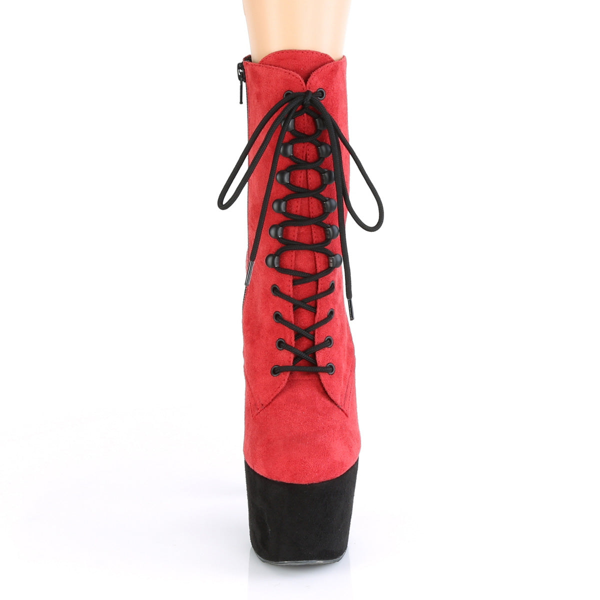 Pleaser Bottines pour femmes ADORE-1020FS rouge en faux daim / daim fausse noir
