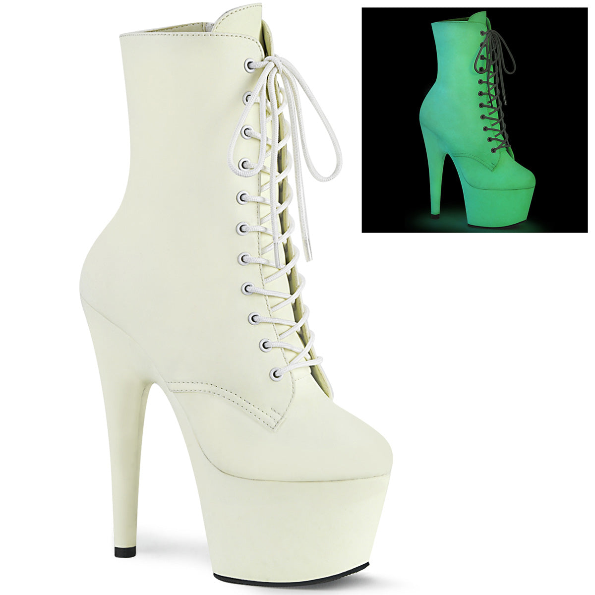 Pleaser Bottines pour femmes ADOREGlow blanche de -1020GD F.Leather / Blanc Glow F.Leather