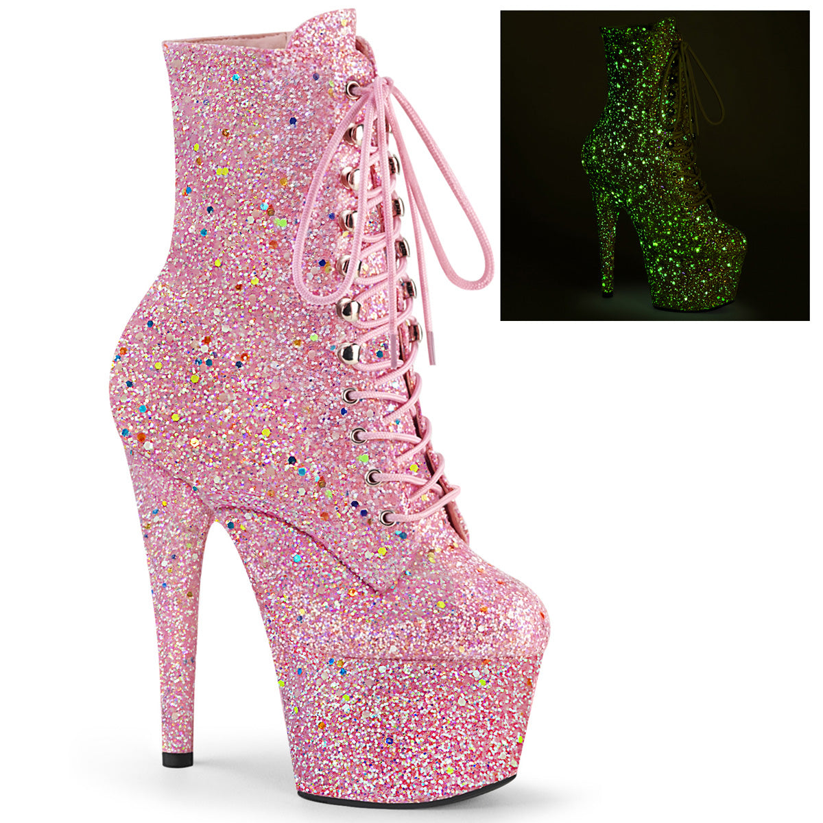 Pleaser Bottines pour femmes ADORE-1020GDLG Rose Multi Glitter / Rose Multi Glitter