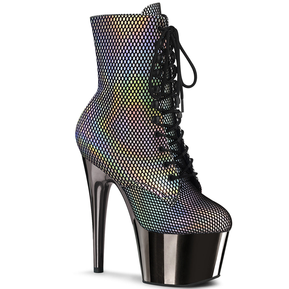 Pleaser Bottines pour femmes ADORE-1020HFN SLV Holo / Ensan Chrome