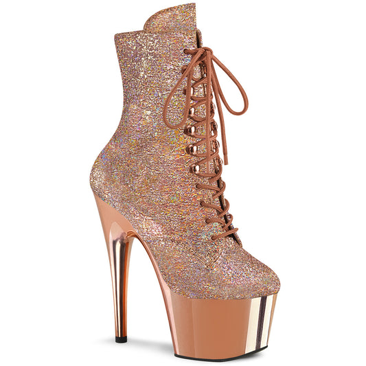 Pleaser  Bottines ADORE-1020hm Rose Gold Holo Métallique PU / Rose Or Chrome