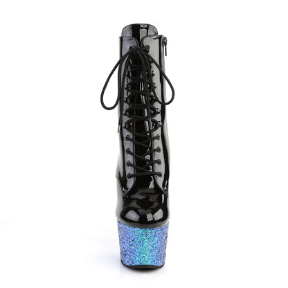 Pleaser Bottines pour femmes ADORE-1020LG BLK PAT / BLEU MULTI GLITTER