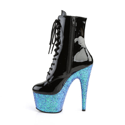 Pleaser Bottines pour femmes ADORE-1020LG BLK PAT / BLEU MULTI GLITTER