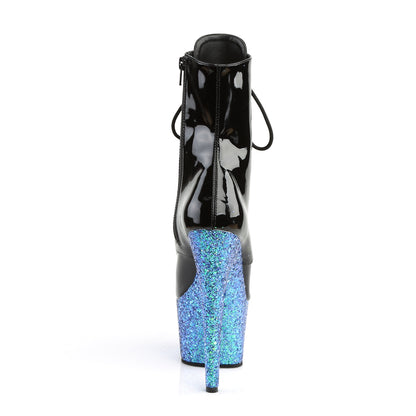 Pleaser Bottines pour femmes ADORE-1020LG BLK PAT / BLEU MULTI GLITTER