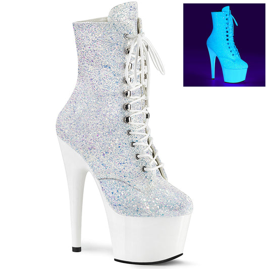 Pleaser Bottines pour femmes ADORE-1020LG NEON WHITE MULTI GLITTER / NEON WHITE