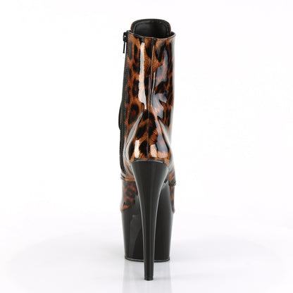 Pleaser Womens Ankle Boots ADORE-1020LP Brown-Blk Leopard Pat/Blk