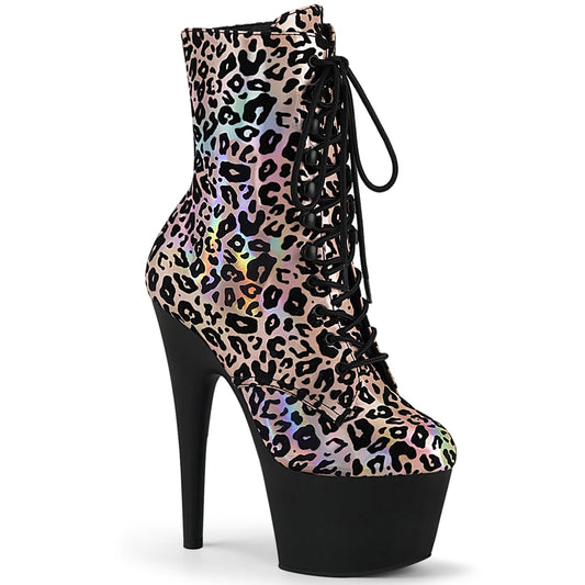 Pleaser Bottines pour femmes ADORE-1020LP Lt. Pink Léopard Print Holo / Blk Matte